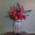 Leaf Design 60cm Red Rose and Eucalyptus Glass Diamond Vase