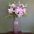 Leaf Design 100cm Artificial Pink Lily and Fern Display Glass Vase
