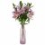 Leaf Design 100cm Artificial Pink Lily Flower Arrangement Glass Vase