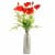 Leaf Design 100cm Red Poppy and Fern Glass Vase