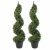 Leaf Design Pair of 90cm (3ft) Tall Artificial Boxwood Tower Trees Topiary Spiral Metal Top
