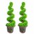 Leaf Design 90cm Pair of Green Large Leaf Spiral Topiary Trees with Decorative Planters