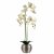Leaf Design 70cm Artificial Orchid White with Silver Ceramic Planter