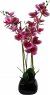 Leaf Design 70cm Artificial Orchid Dark Pink with Black Ceramic Planter