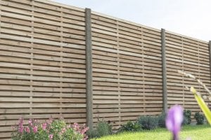 Forest Garden Pressure Treated Contemporary Double Slatted Fence Panel