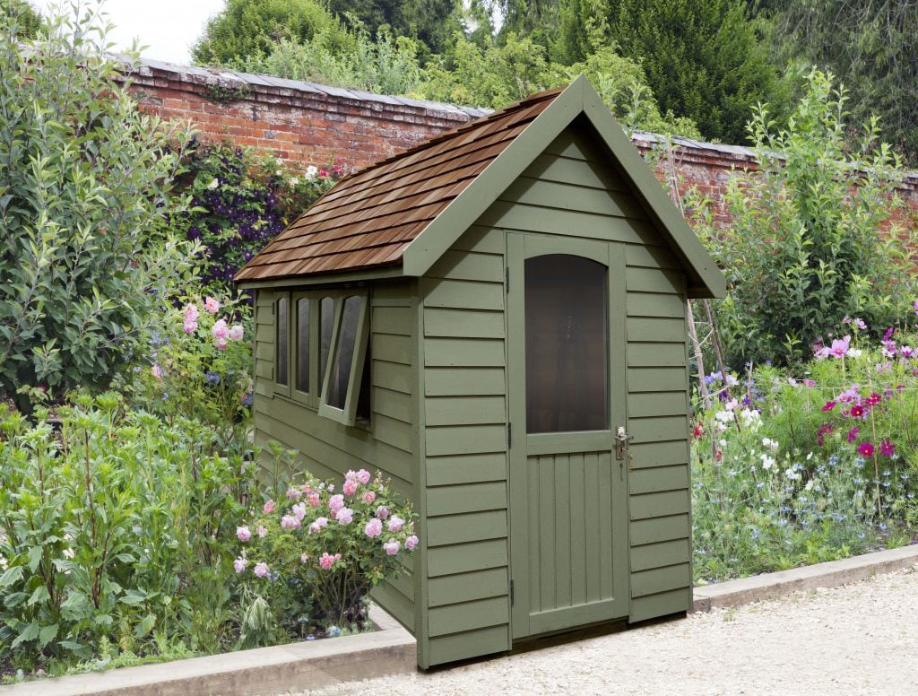 Forest Garden 8x5 Apex Overlap Redwood Lap Forest Retreat Wooden Garden Shed (Moss Green / Installation Included)