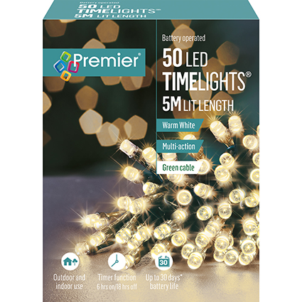 Premier 50 Multi Action Battery LED Christmas Lights (Warm White)