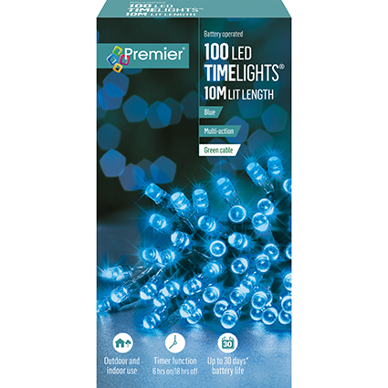 Premier 100 Multi Action Battery LED Christmas Lights (Blue)