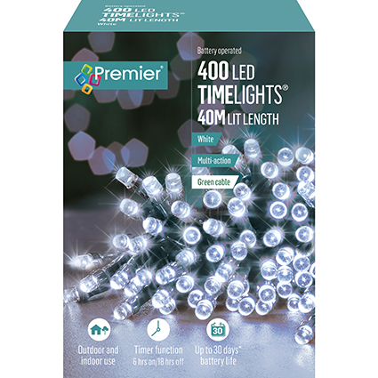 Premier 400 Multi Action Battery LED Christmas Lights (White)