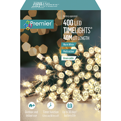 Premier 400 Multi Action Battery LED Christmas Lights (Warm White)