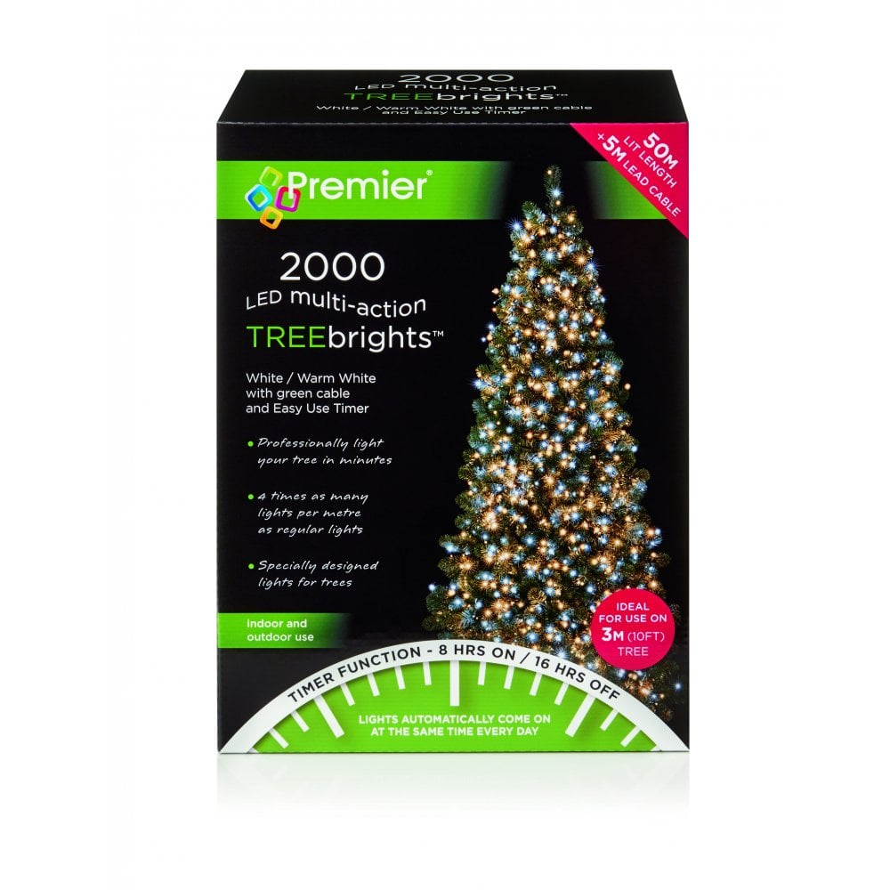 Premier 2000 Multi Action LED Treebrights with Timer (White/Warm White)