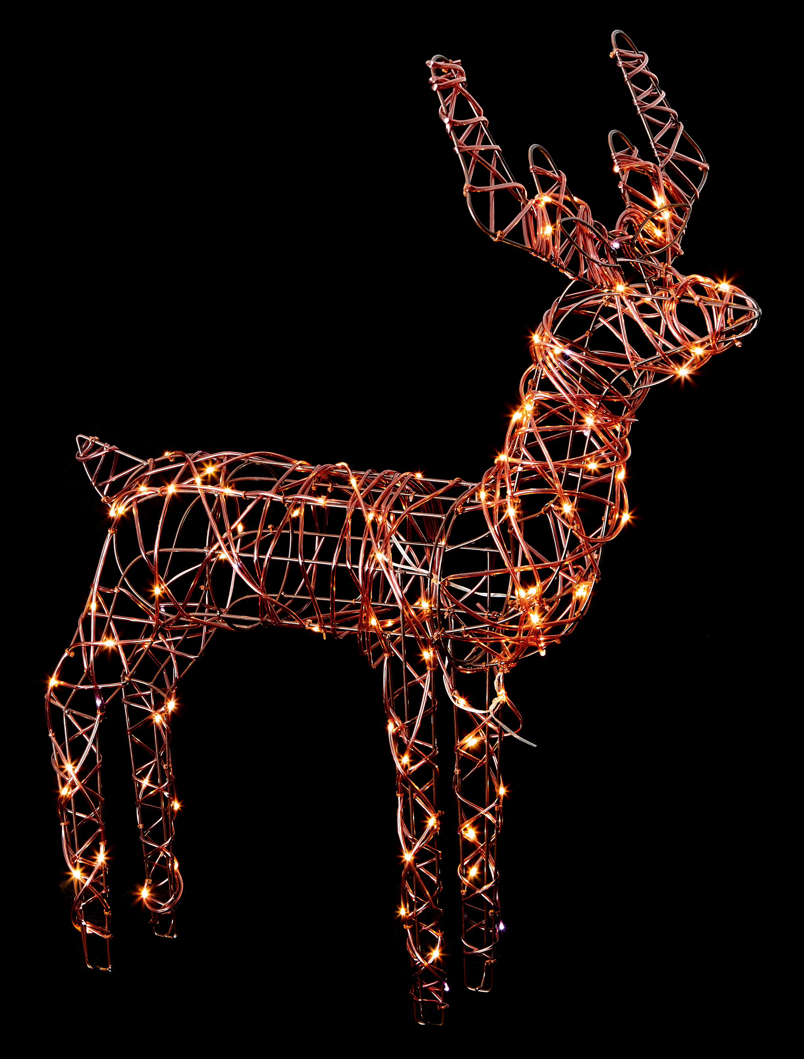 Premier 1M Rattan Look Reindeer Standing with 100 White/Warm White LEDS