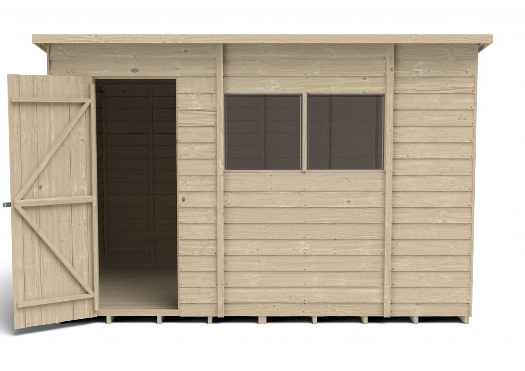 Image of Forest Garden 10x6 Pent Overlap Pressure Treated Wooden Garden Shed (Installation Included)