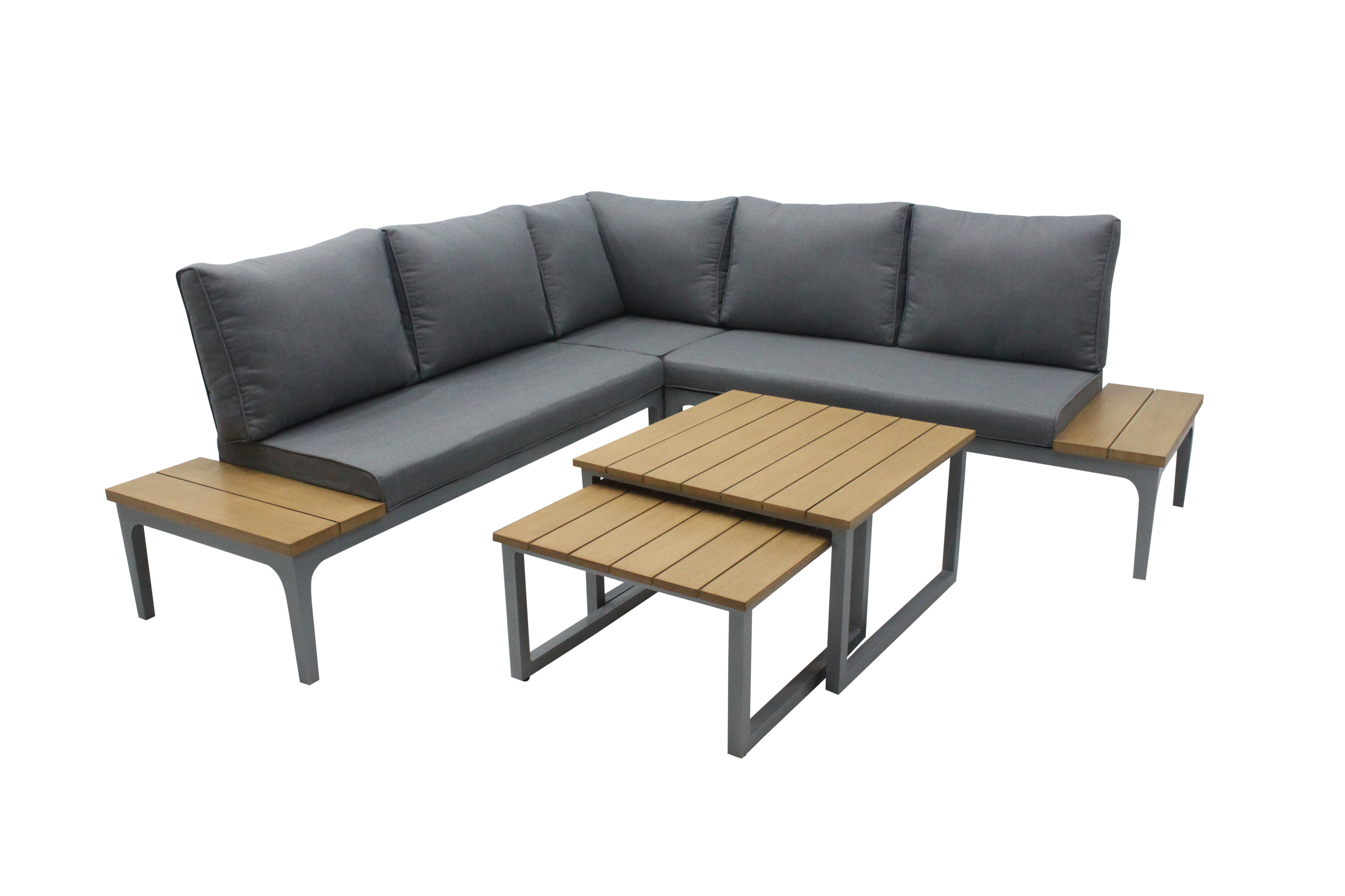 LG Outdoor Siena Cushioned Modular Lounge Set with Nested Tables (Light/Modern Grey)