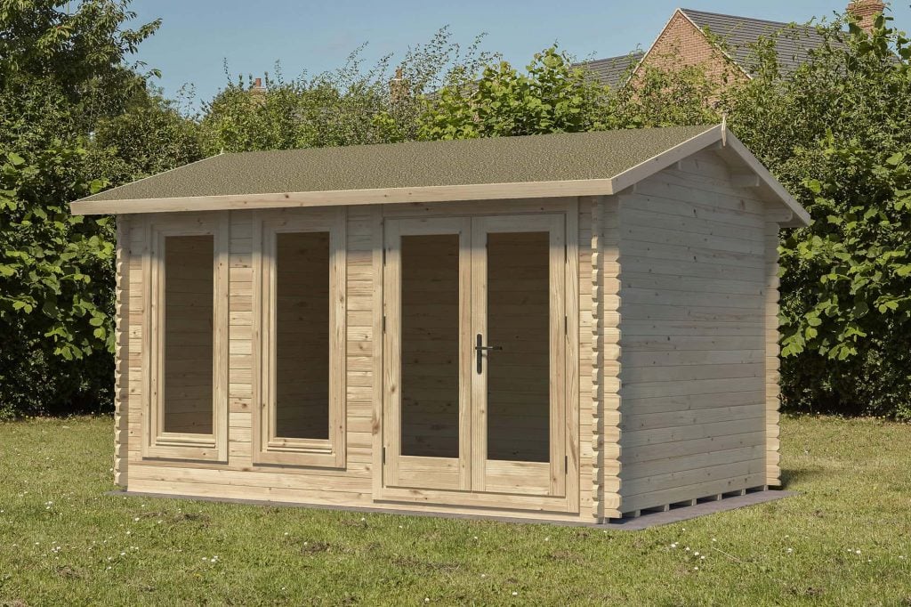 Forest Garden Chiltern 4.0m x 3.0m Apex Double Glazed Log Cabin (24kg Polyester Felt with Underlay / Installation Included)