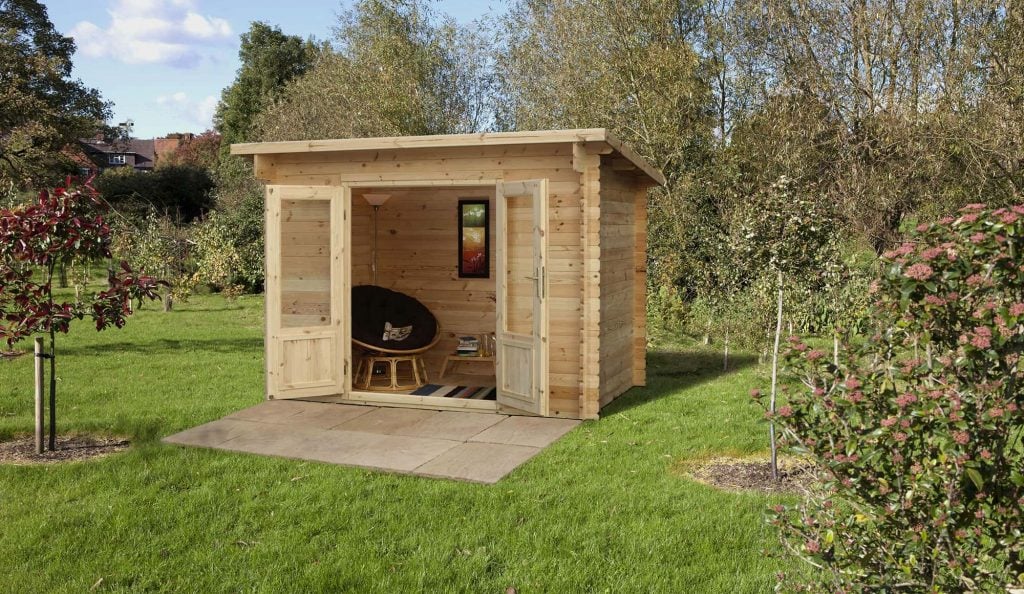 Forest Garden Harwood 3.0m x 2.0m Pent Single Glazed Log Cabin (24kg Polyester Felt Without Underlay / Installation Included)