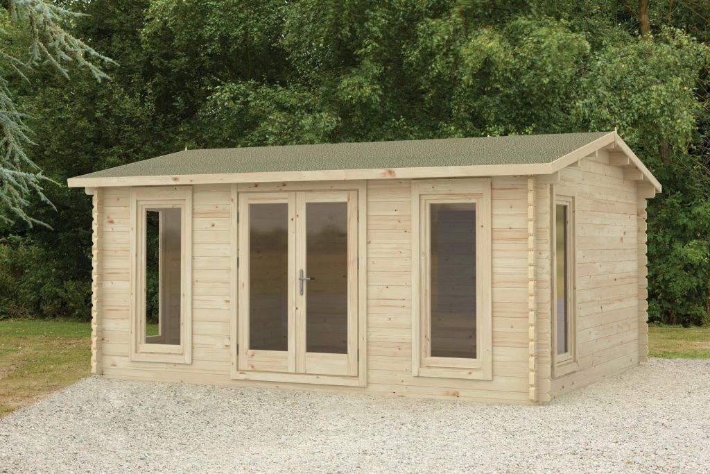 Forest Garden Rushock 5.0m x 4.0m Apex Double Glazed Log Cabin (Felt Shingles With Underlay)