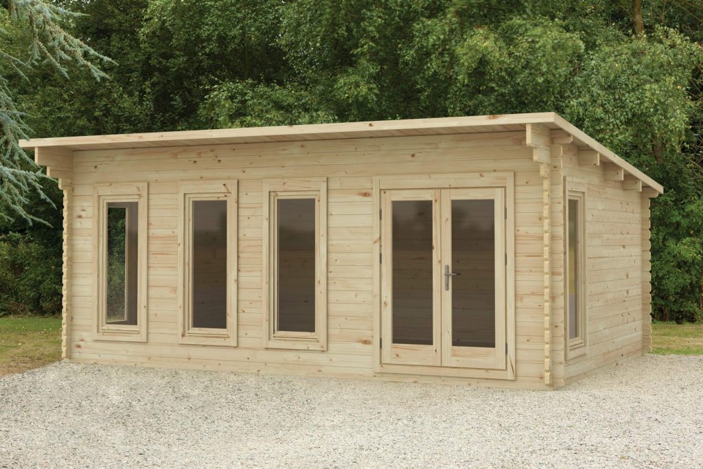 Forest Garden Wolverley 6.0m x 4.0m Pent Double Glazed Log Cabin (24kg Polyester Felt Without Underlay / Installation Included)